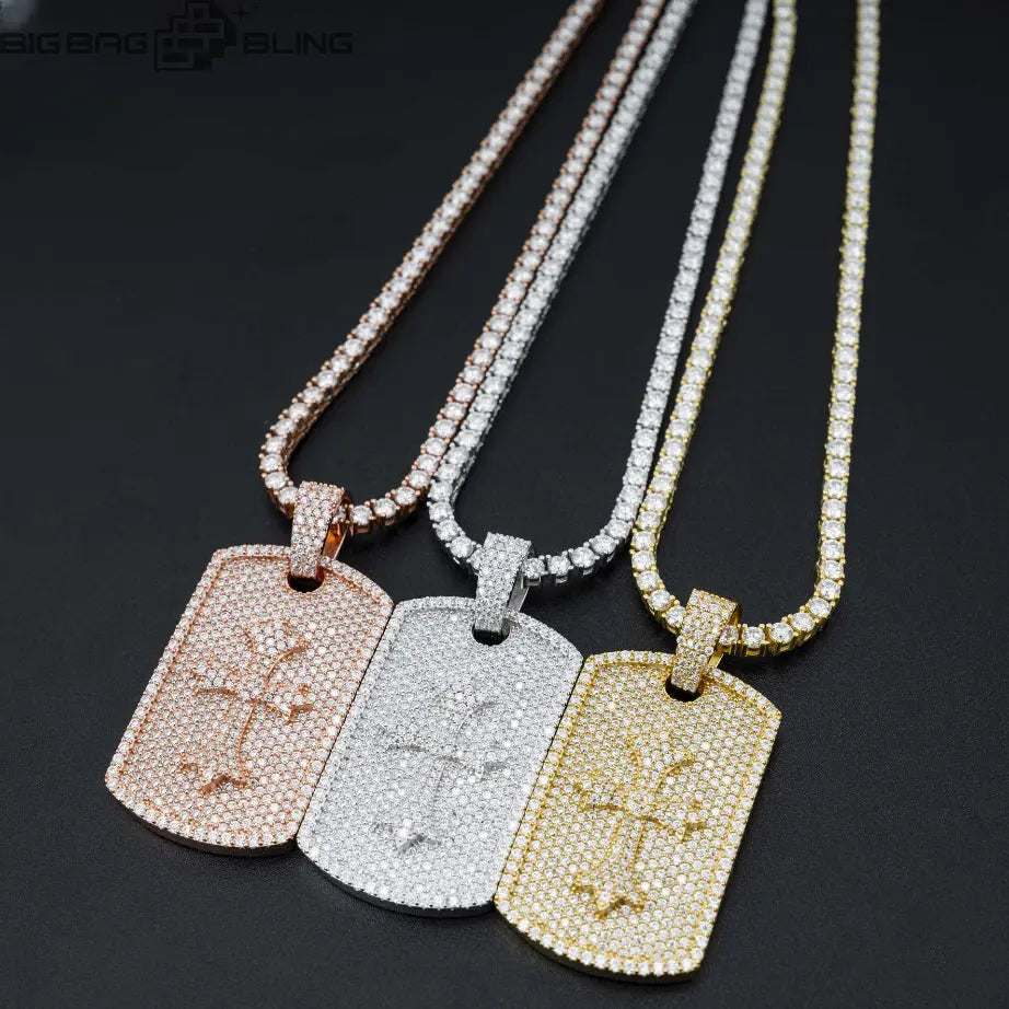 S925 Sterling Silver Moissanite Rectangular hang tag shape Pendant