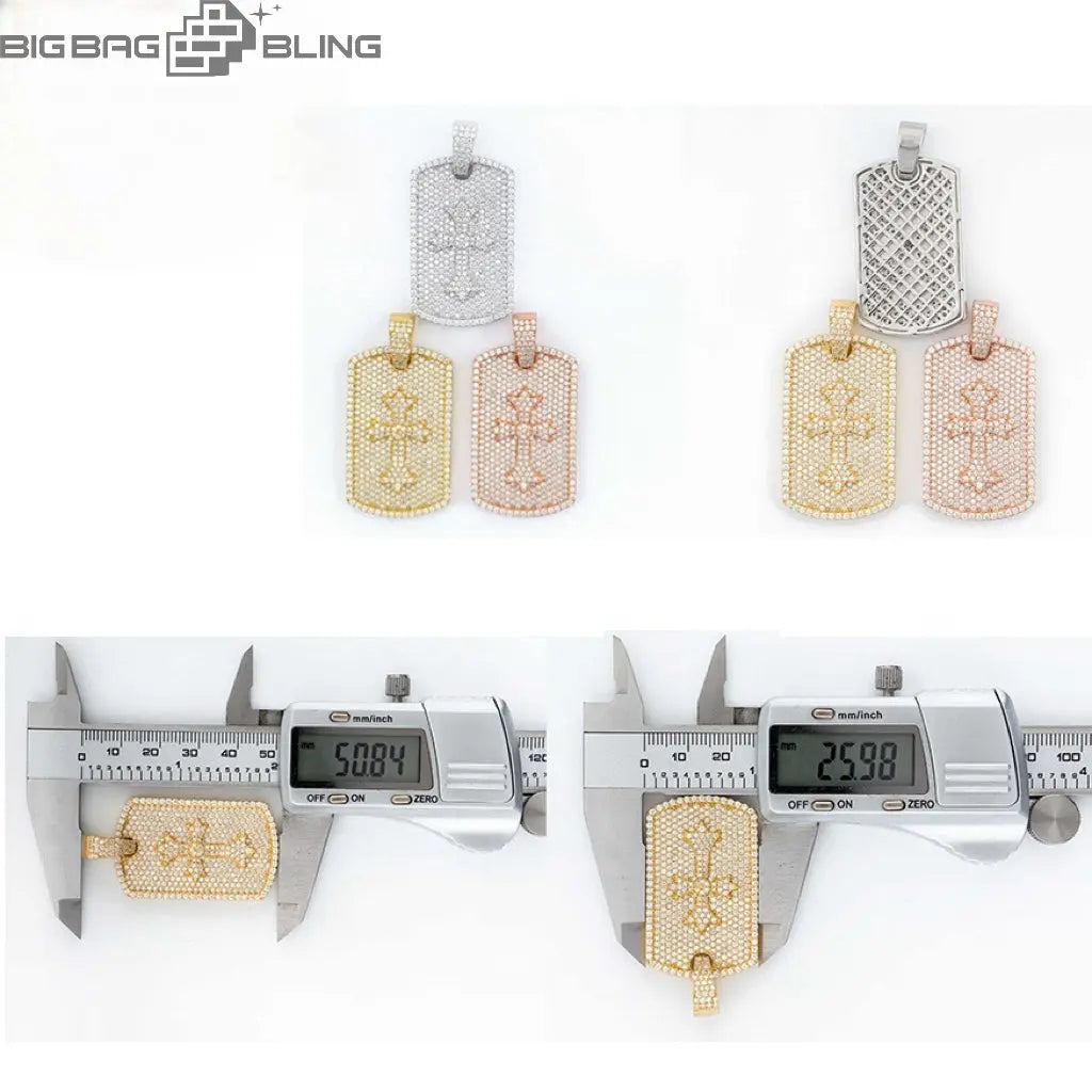 S925 Sterling Silver Moissanite Rectangular hang tag shape Pendant