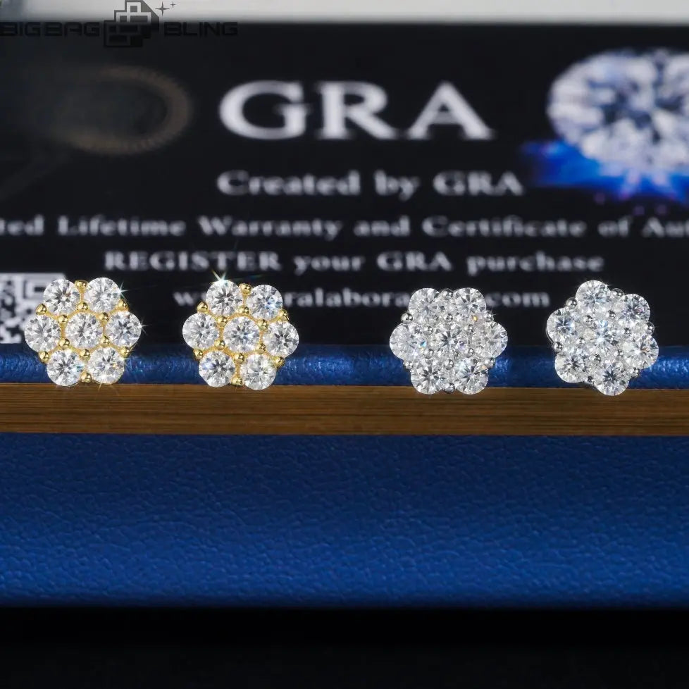 Sterling Silver Moissanite Creative Flower Earrings