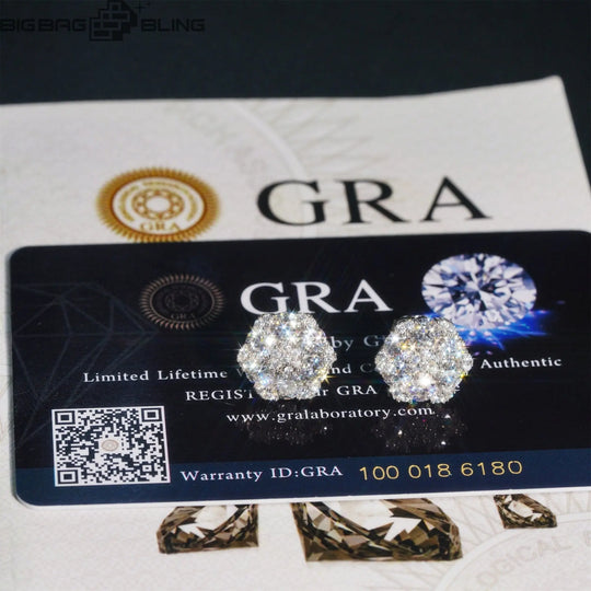 Sterling Silver Moissanite Hexagonal Shape Earrings