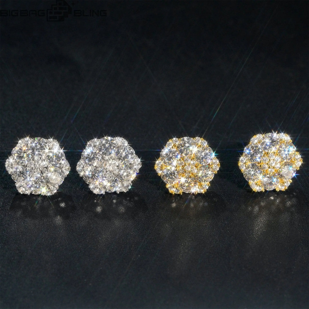 Sterling Silver Moissanite Hexagonal Shape Earrings