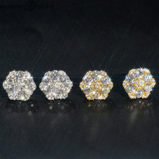 Sterling Silver Moissanite Hexagonal Shape Earrings