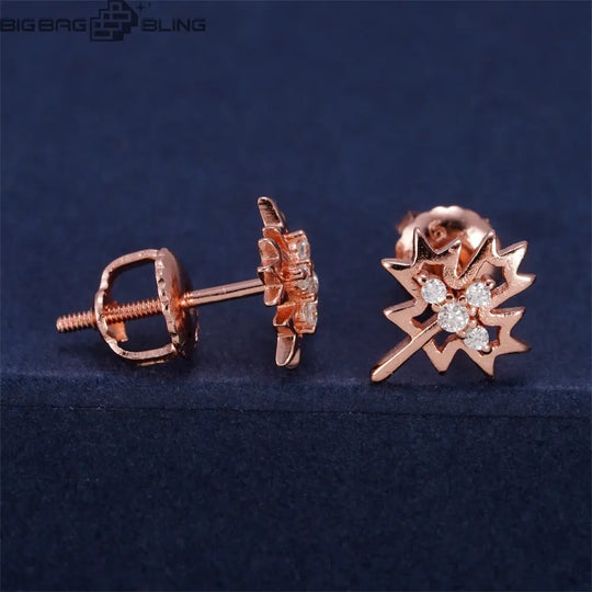 Sterling Silver Moissanite Maple Leaf Shape Earrings
