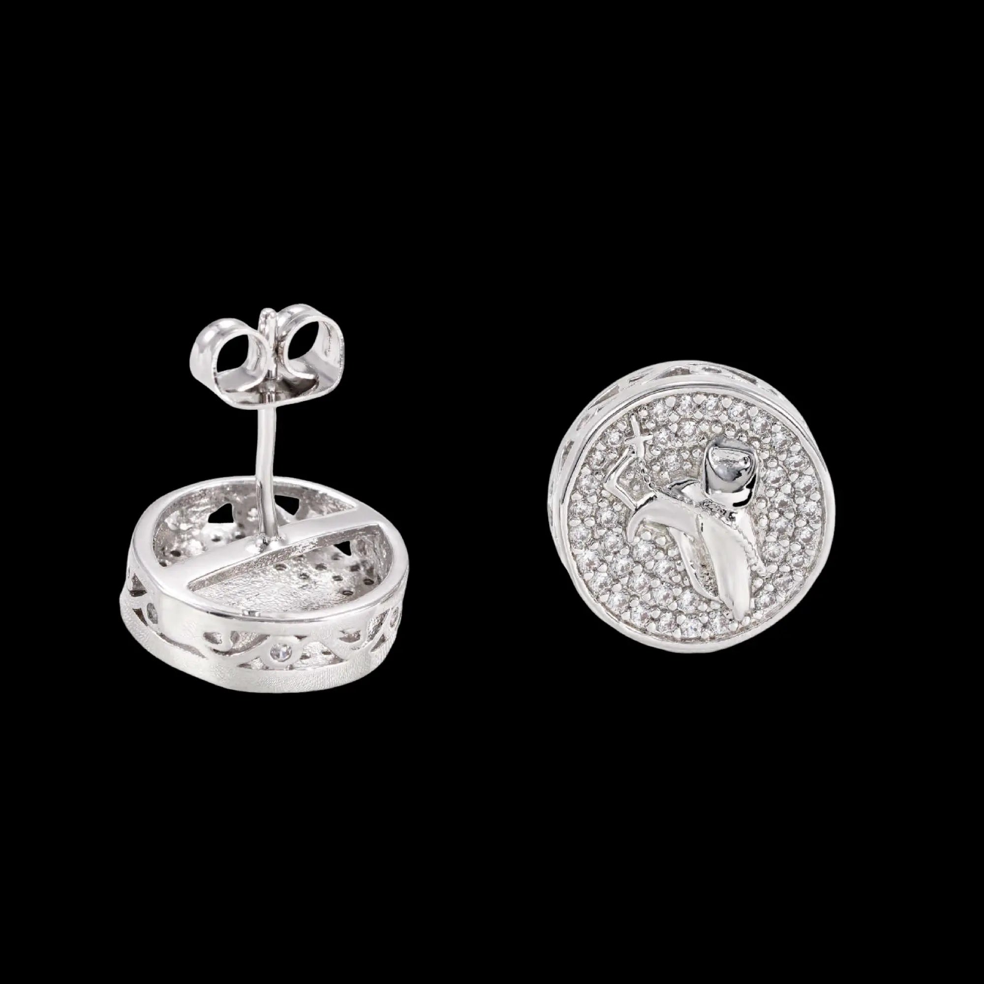 Sterling Silver Moissanite Round Palm Earrings