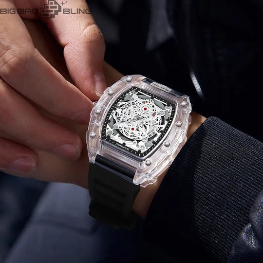 Transparent Unisex Quartz Barrel Watch BigBagBling