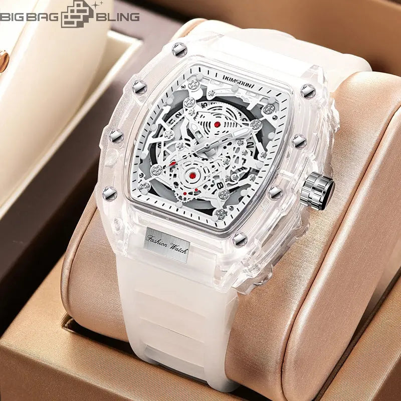 Transparent Unisex Quartz Barrel Watch BigBagBling