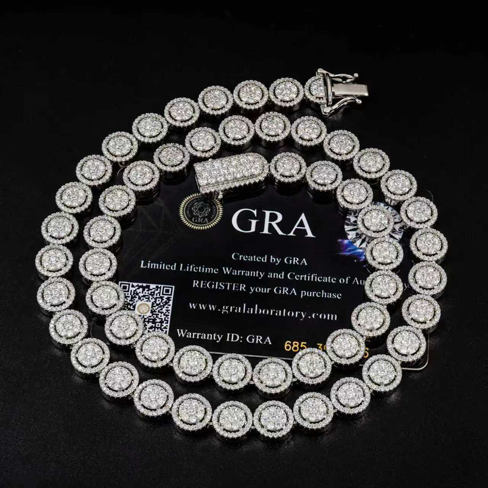 10mm 925 Silver Moissanite Circle Tennis Chains