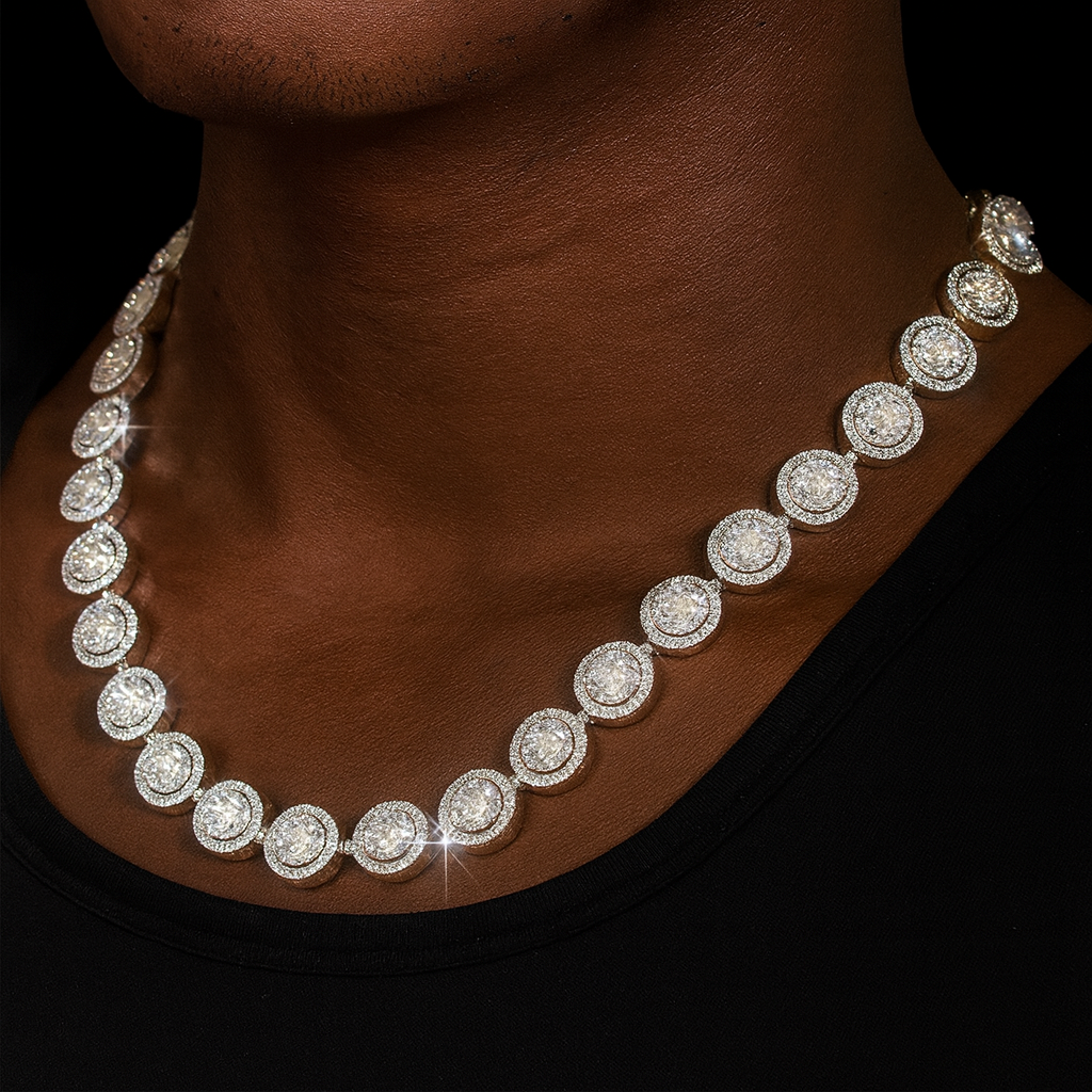 13mm 925 Silver Moissanite Circle Tennis Chains