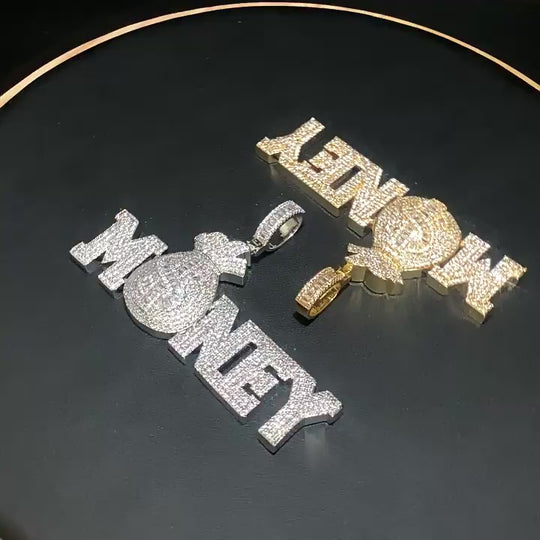 Iced Out Money Bag Pendant