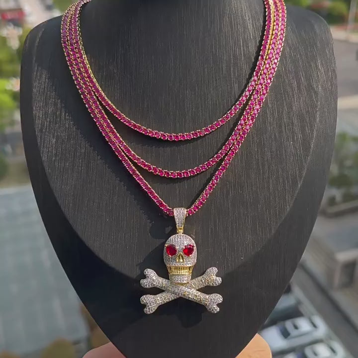 Iced Out Red Skull Pendant