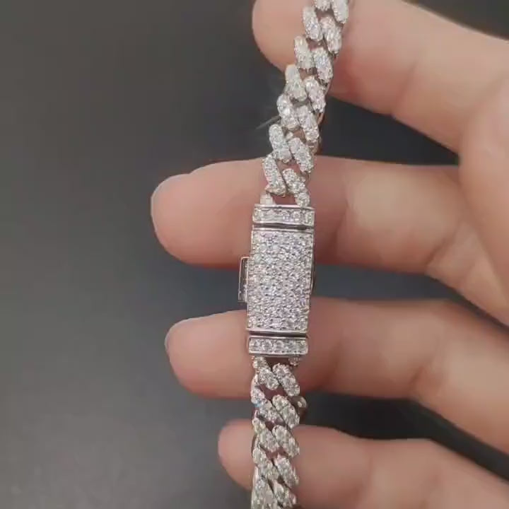 6mm S925 silver 1 row moissanite cuban Bracelet