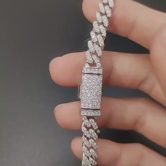 6mm S925 silver 1 row moissanite cuban Bracelet