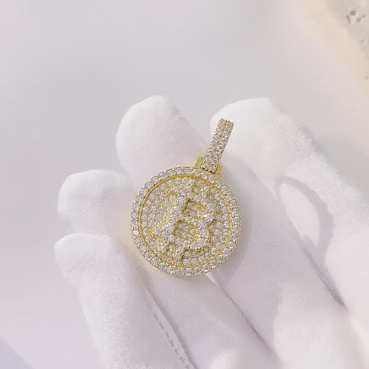 Pendentif Bitcoin en argent sterling S925 et moissanite