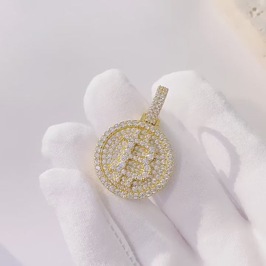 Pendentif Bitcoin en argent sterling S925 et moissanite