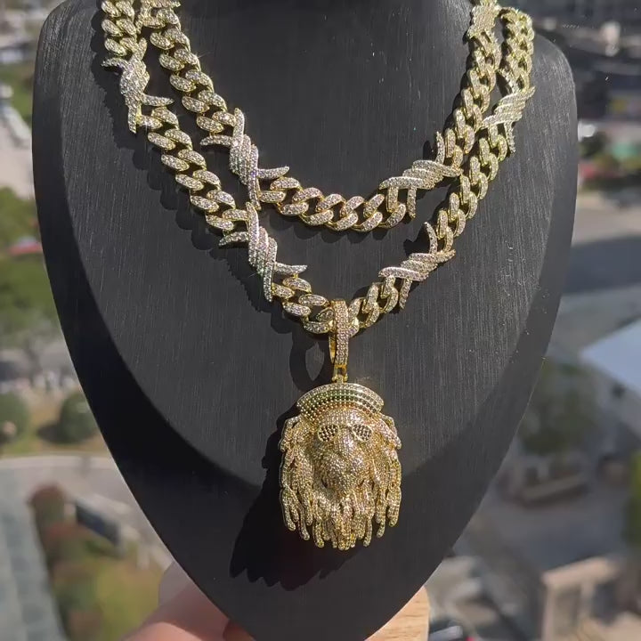 Iced Out Lion's head Pendant