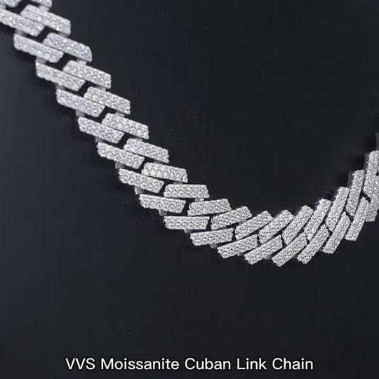 12mm S925 Silver 2 Row  Moissanite Rhombus  Cuban Chains Style 1