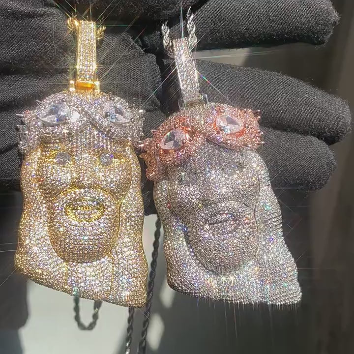 Iced Out Jesus Head  Pendant
