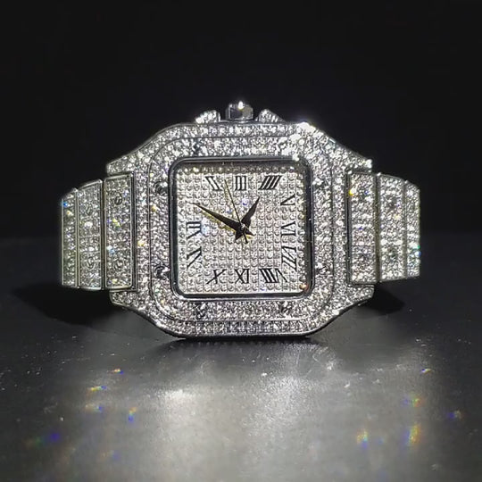 Iced Out Square Dial Quartz Watch