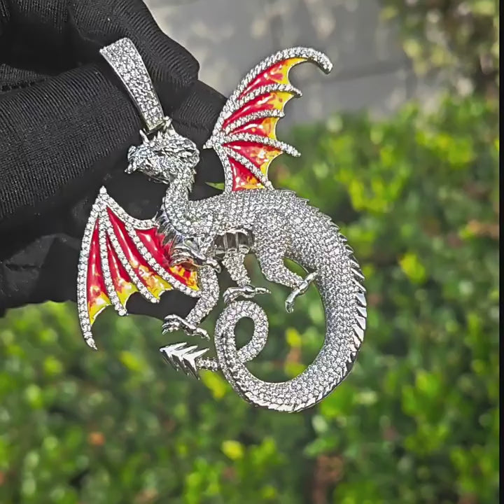 Iced Out Dragon Pendant