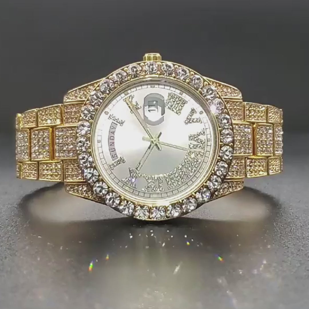 Iced Out Rome Dial With Calendar Quartz Watch