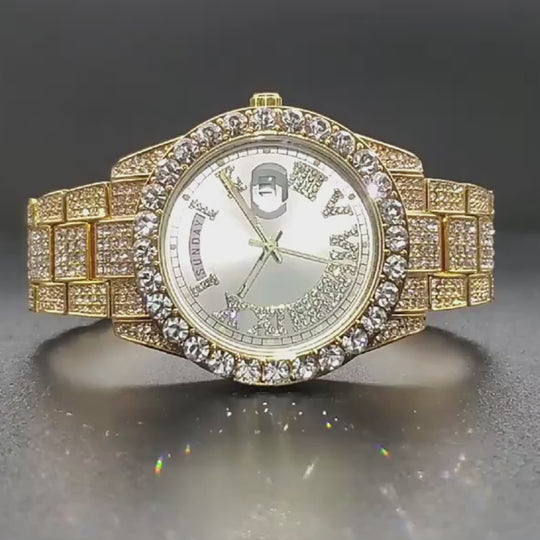 Iced Out Rome Dial With Calendar Quartz Watch